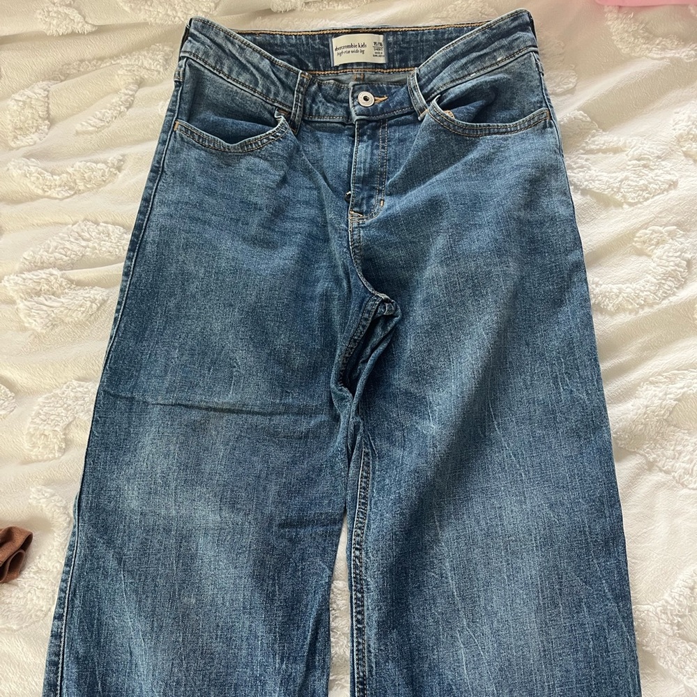 abercrombie kids high rise wide leg jeans